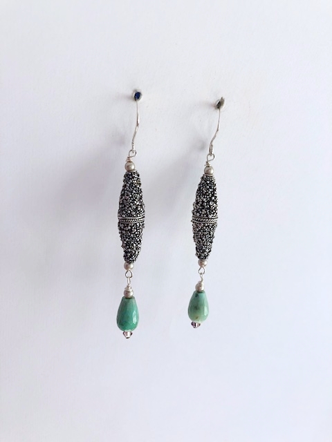 A Chrysophase, Sterling Earring